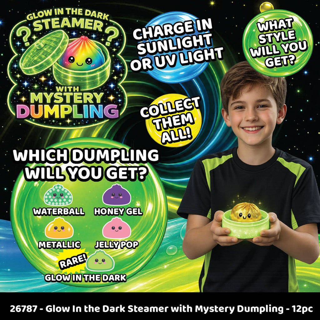 Glow-in-the-Dark Mystery Dumpling Squishy Toy - 12pc Display