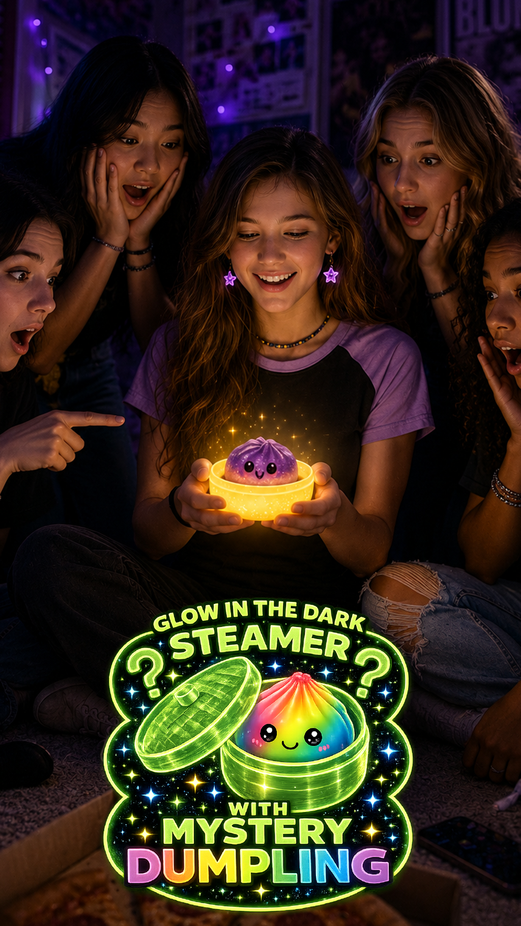 Glow-in-the-Dark Mystery Dumpling Squishy Toy - 12pc Display
